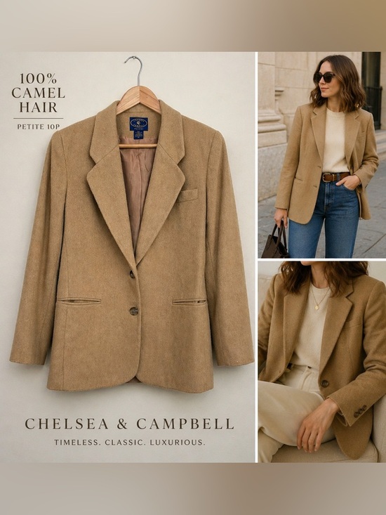 chelsea & campbell Jackets & Blazers - Chelsea Campbell Vintage Camel Hair Blazer Petite 10P Tan Wool Jacket